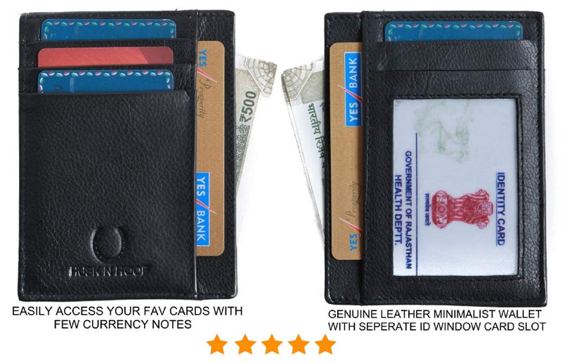 Husk N Hoof RFID Protected Leather Credit Card Holder Wallet for Man Women | Card Holder for Men Woman | Black - Image 4
