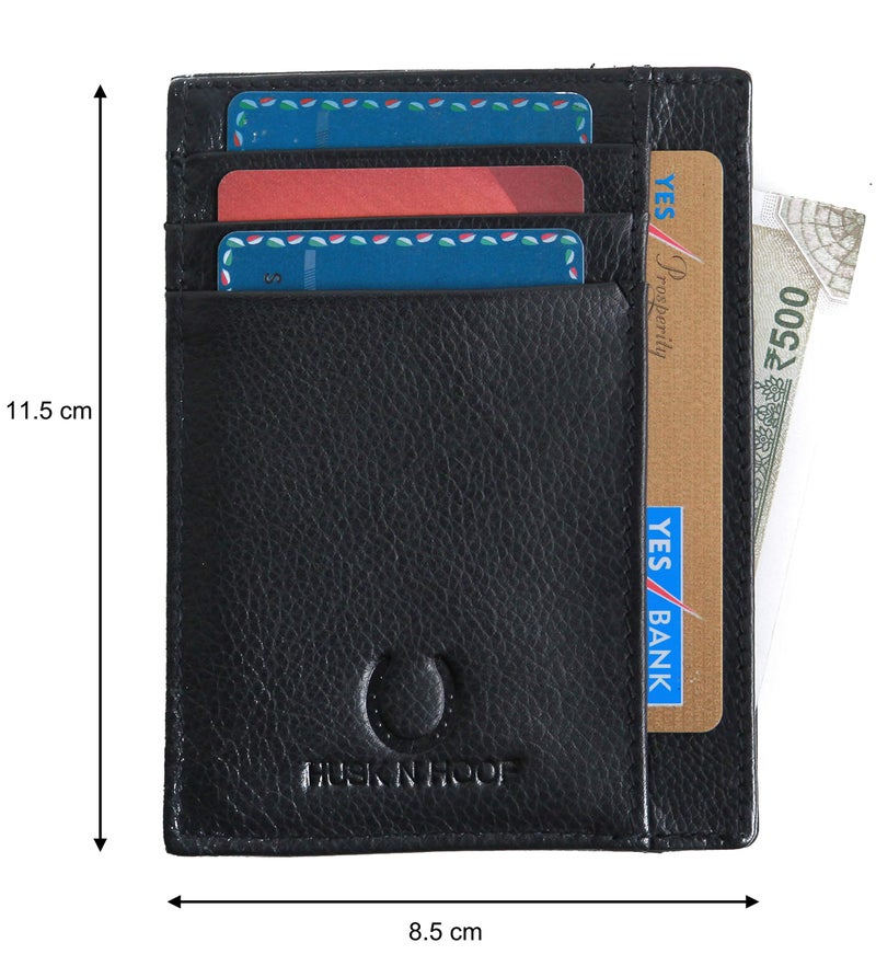 Husk N Hoof RFID Protected Leather Credit Card Holder Wallet for Man Women | Card Holder for Men Woman | Black - Image 5