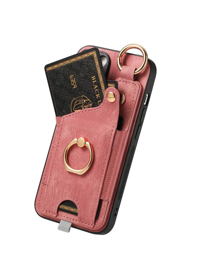 S-TOP Case For iPhone 11 Retro Skin-feel Ring Card Bag Phone Case with Hang Loop - Image 2