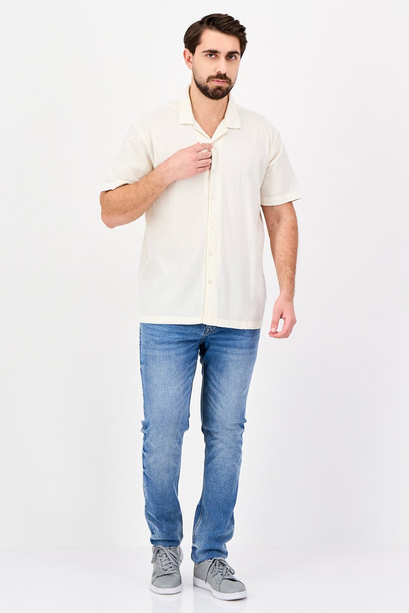 Aeropostale قميص رجالي قصير الأكمام بتصميم مريح ومُحكم، كريمي - Image 2