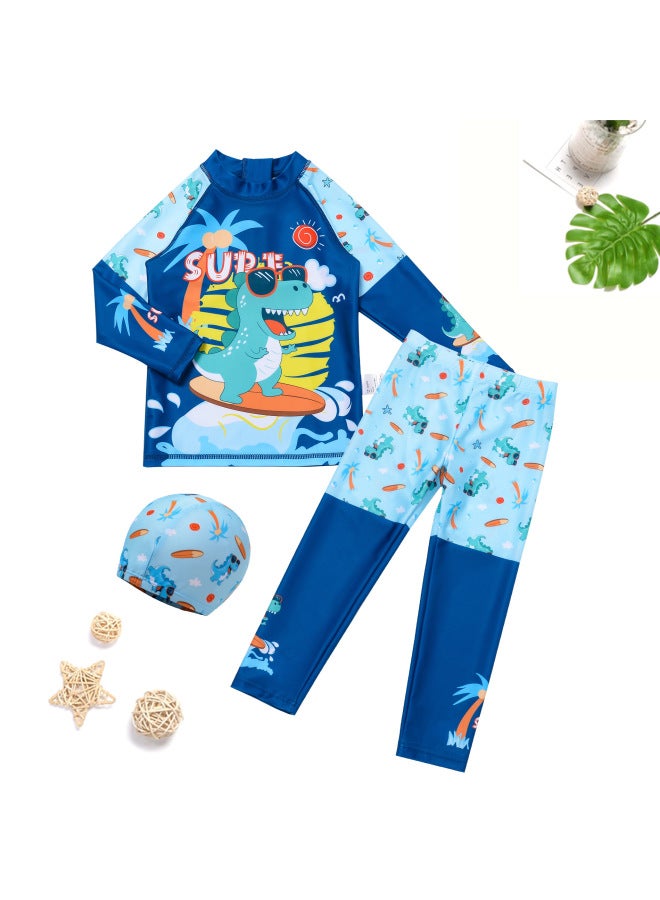 Children's Swimsuit Boy Student Split Long-sleeved Pants Summer Beach Swimming Trunks Swimsuit Quick-drying Swimsuit Three-piece Set