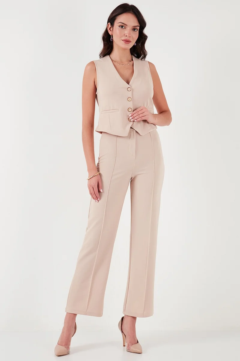 Lela Standard Fit Grass High Waist Straight Leg Trousers Women's Trousers 5865972