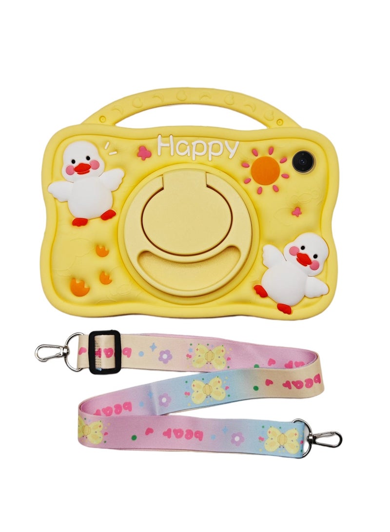 Cute duck tablet case, suitable for Samsung Galaxy Tab A9 8.7-inch tablet, with shoulder strap and 360-degree rotating stand, cute cartoon style, a protective case that children will love, suitable for Samsung Galaxy Tab A9. - Image 2