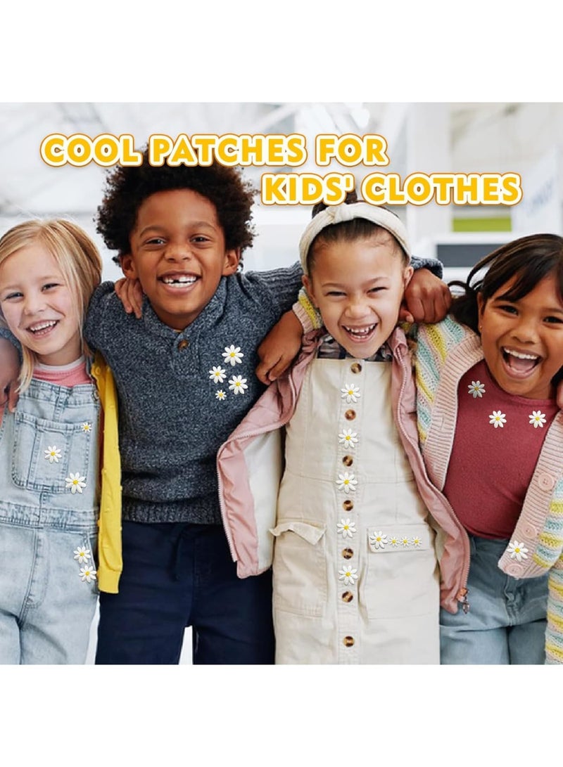 SYOSI Daisy Flower Iron On Patches, 40pcs Embroidery Applique DIY Sewing Patches for Clothes Pants Hats Backpacks, Cute Floral Decorations, 4 Sizes 4cm 3.5cm 3cm 1.2cm, White, Girls Women - Image 5