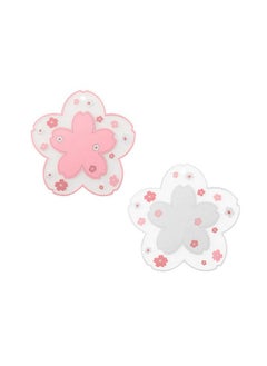 Binoster Sakura Coffee Cup Mat Kawaii Coaster 2PCS Cute Cherry Blossom PVC Home Tea Mug Pink Flower Pattern Anti-Skid Pot Bowl Pad Placemat for Desk Drink Table Decor Kawaii Accessories (Small)  - Image 1