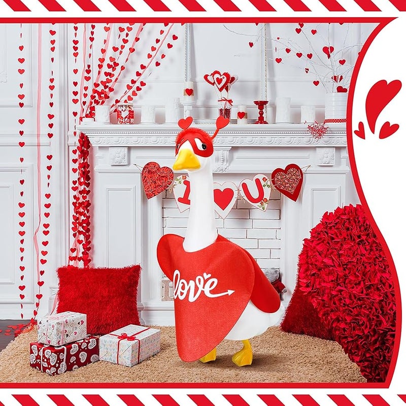 Solsew Valentine's Day Goose Outfit Goose Outfit for Porch Goose 23 Inch Valentines Lawn Goose Love Romantic Goose Clothes for Plastic Goose Valentine's Day Yard Garden Outdoor Decor - Image 4
