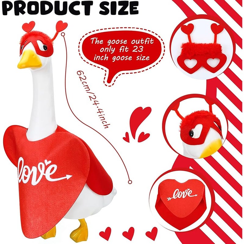 Solsew Valentine's Day Goose Outfit Goose Outfit for Porch Goose 23 Inch Valentines Lawn Goose Love Romantic Goose Clothes for Plastic Goose Valentine's Day Yard Garden Outdoor Decor - Image 3