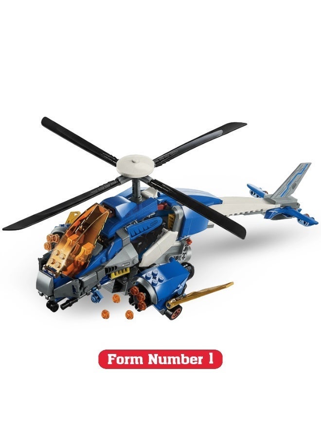 Qman COMBO-TRANS 3-in-1 Building Set – Helicopter - Jet Fighter - Space Aircraft – 604 PCS - Image 2