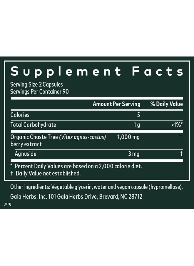 Gaia Herbs Vitex Berry (Chaste Tree) Supports Hormone Balance & Fertility For Women Helps Maintain Healthy Progesterone Levels To Support Menstrual Cycle Health 180 Vegan Caps (90Day Supply)  - Image 3