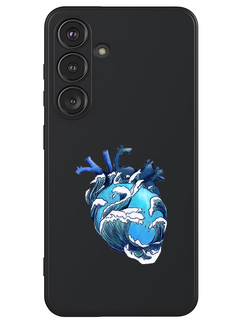 Theodor Protective Slim Fit Case Liquid Silicone Cover with Full Body Protection Anti-Scratch Shockproof Case For Samsung Galaxy S25 (Black) - Heart - Image 1