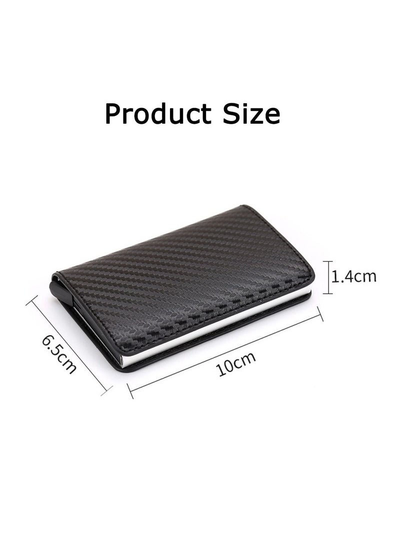 SYOSI Credit Card Holder, Metal RFID Vintage Aluminium Box PU Leather for Slim Wallet, RFID Blocking Money Clip PU leather Credit Card Holder Multiple Wallet for Men And Women  - Image 2