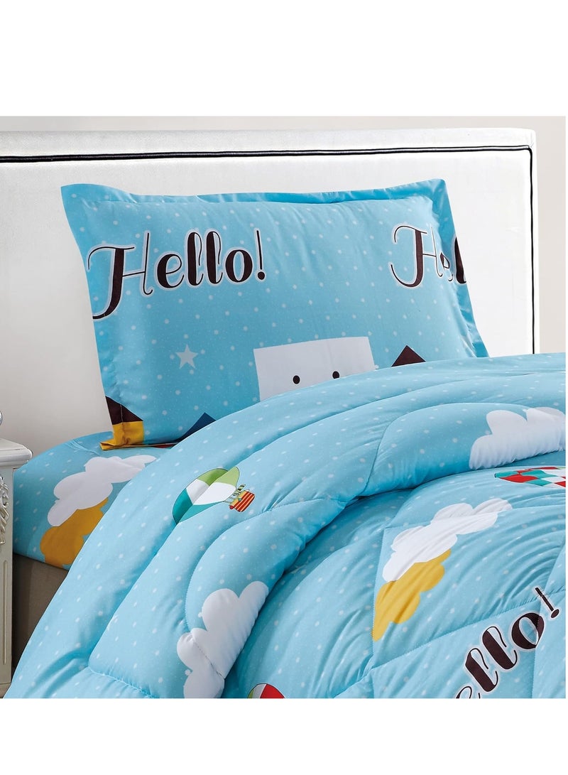 Sleep night 3 Pieces Kids Medium Filling Comforter Set Single Size 160 X 210 cm Reversible Bedding Set For Girls and Boys multi color - Image 2