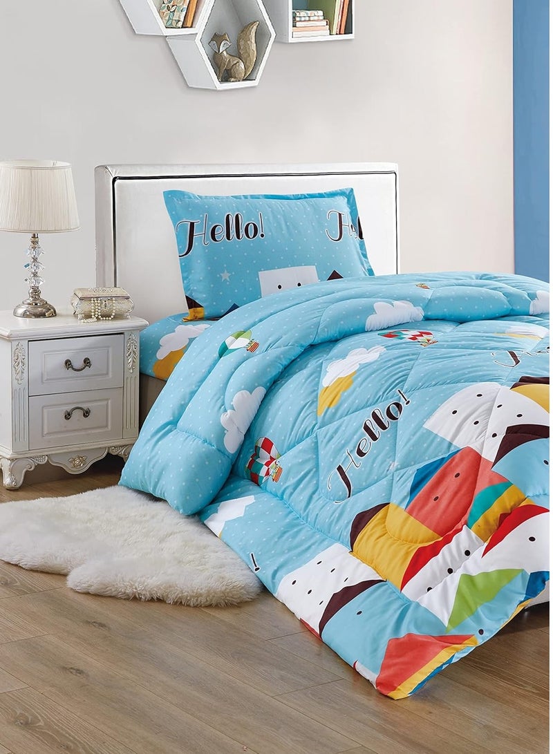 Sleep night 3 Pieces Kids Medium Filling Comforter Set Single Size 160 X 210 cm Reversible Bedding Set For Girls and Boys multi color - Image 3