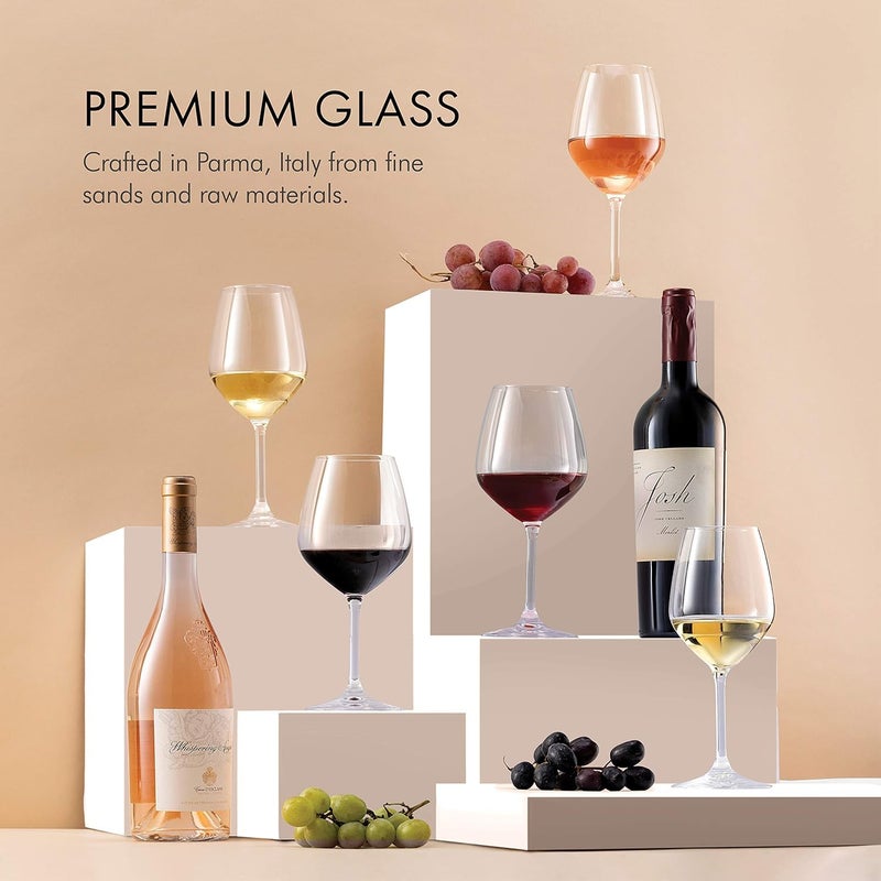TREVIO TREVIO Red White Wine Glass Curve Wine Glass 310 ML Set of 2 Crystal Brandy Glass Hand Blown LeadFree Ultra Thin Rim Long Stem Wine Drinking Glasses Whiskey Glass - Image 4