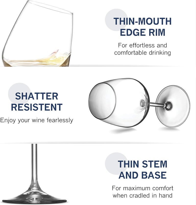 TREVIO TREVIO Red White Wine Glass Curve Wine Glass 310 ML Set of 2 Crystal Brandy Glass Hand Blown LeadFree Ultra Thin Rim Long Stem Wine Drinking Glasses Whiskey Glass - Image 5