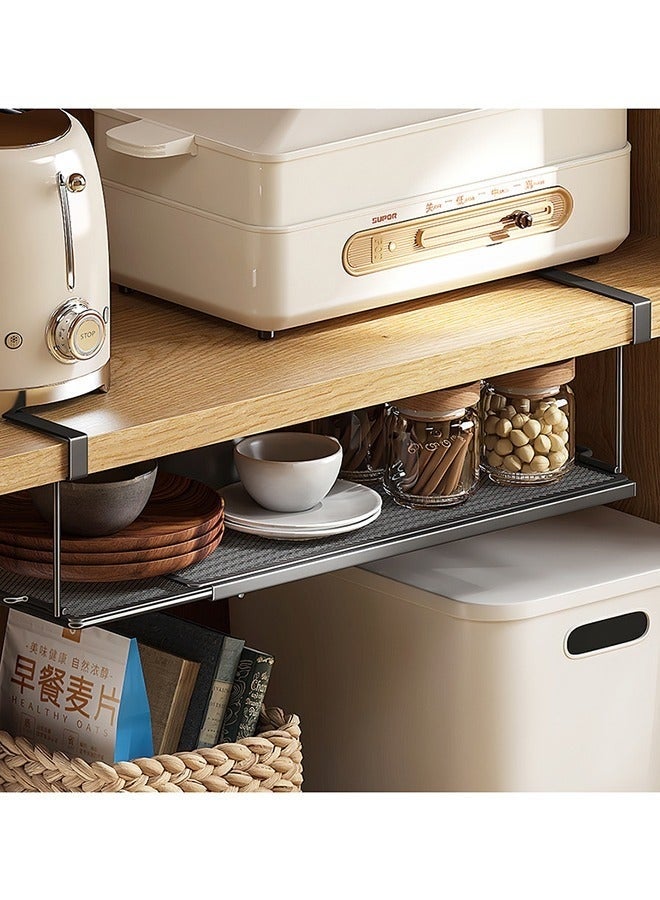 Bukela Extendable Under Cabinet Storage Kitchen Metal Under Shelf Organizer Hanging Expandable Kitchen Counter Organize Shoe Rack Pantry Rack Desk Rack Cupboard Rack Cabinet Rack Black - Image 5