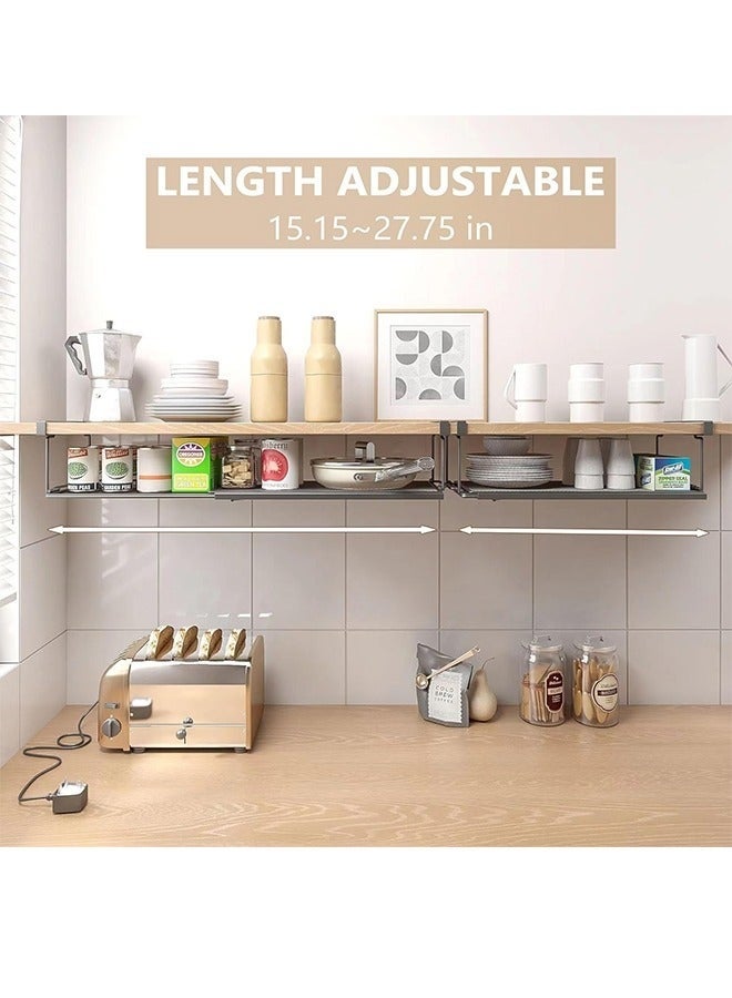Bukela Extendable Under Cabinet Storage Kitchen Metal Under Shelf Organizer Hanging Expandable Kitchen Counter Organize Shoe Rack Pantry Rack Desk Rack Cupboard Rack Cabinet Rack Black - Image 2