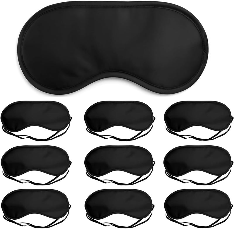 AKORD Sleep Eye Mask Pack of 10 Soft Black for Travel Sleeping Meditation Light Blocking Comfort - Image 1