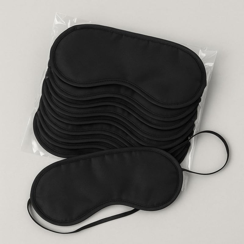 AKORD Sleep Eye Mask Pack of 10 Soft Black for Travel Sleeping Meditation Light Blocking Comfort - Image 4
