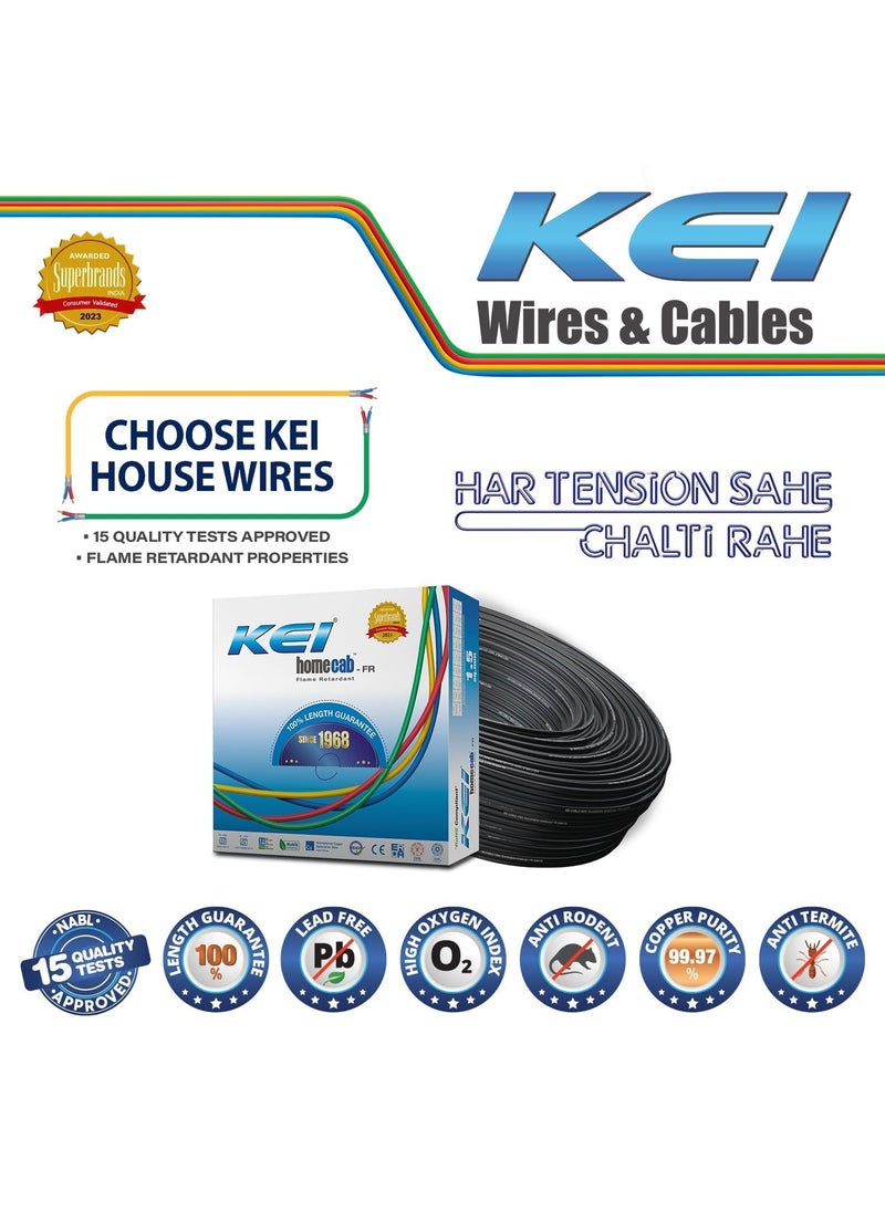 KEI KEI WIRES CABLES Homecab 1 sqmm 1 Core Copper Flame Retardant House Wire PVC Insulated Cable for Domestic Industrial Electrical Wiring Black 90 Meters  - Image 2