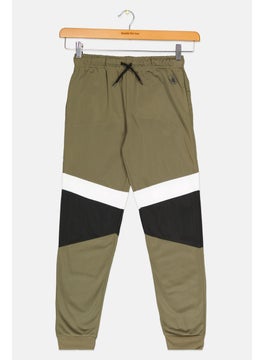Kids Boy Coloblock Drawstring Jogger Pants, Olive