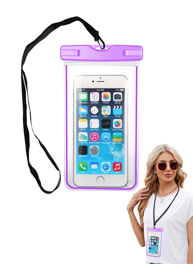 Universal Luminous Fluorescence PVC Waterprooof Smart Phone Bag For All Phones Purple - Image 1
