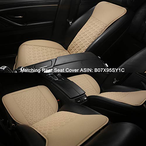 Black Panther 1 Pair Luxury PU Car Seat Covers Protectors for Front Seats, Triangle Pattern, Compatible with 95% Cars (Sedan/SUV/Pickup/Van) - Beige - Image 4