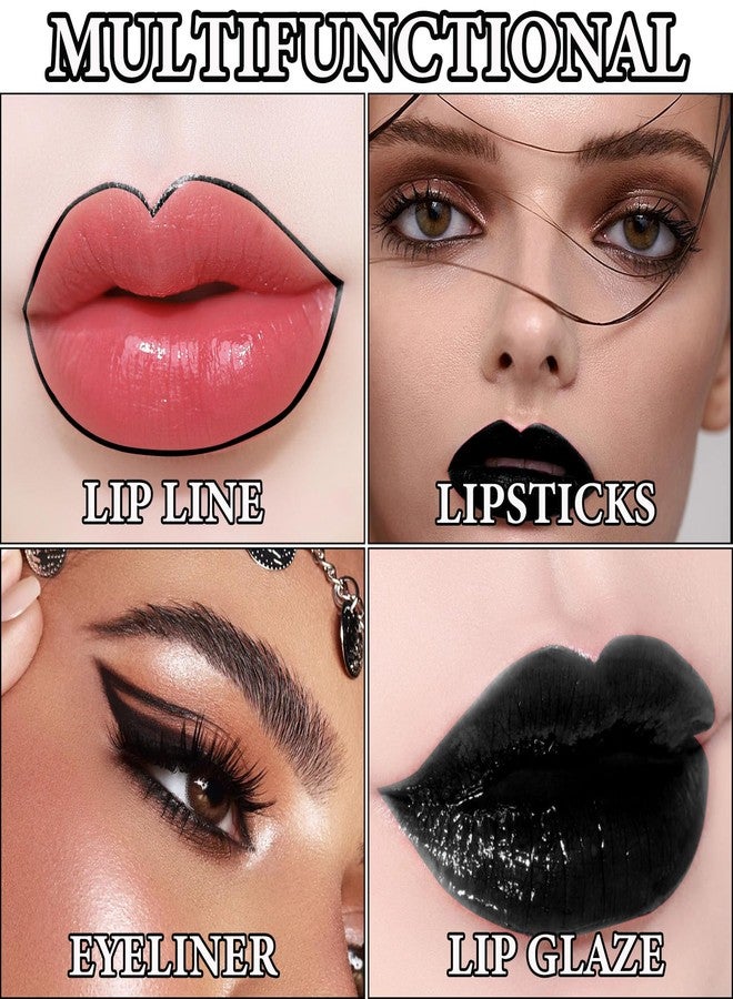 WENJLYJ 3 PCS Black Matte Liquid Lipstick and Lipliner Set,High Pigmented Matte Lipstick Lipgloss Black Lip Liner Set Long Lasting Waterproof Velvet Liquid Lip Gloss Stain Set for Halloween Gothic Makeup - Image 4