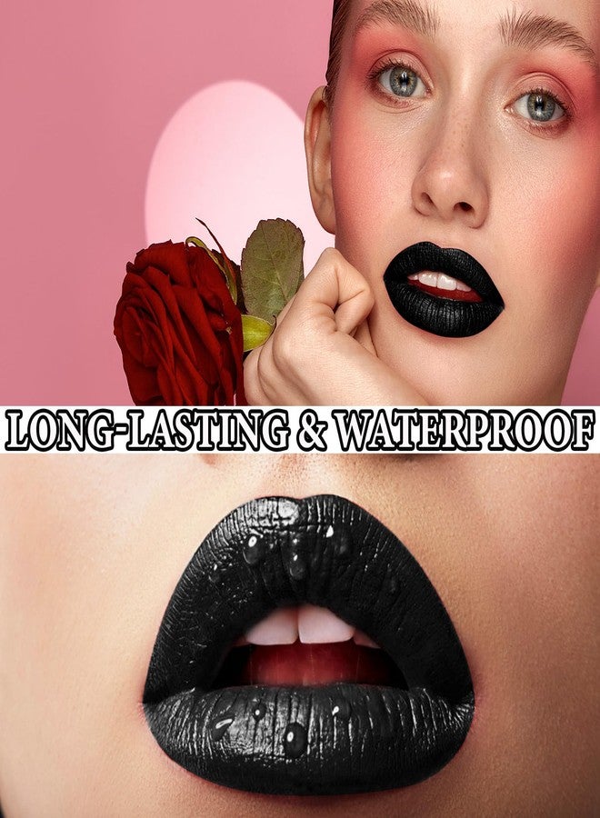 WENJLYJ 3 PCS Black Matte Liquid Lipstick and Lipliner Set,High Pigmented Matte Lipstick Lipgloss Black Lip Liner Set Long Lasting Waterproof Velvet Liquid Lip Gloss Stain Set for Halloween Gothic Makeup - Image 5