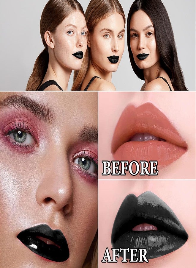 WENJLYJ 3 PCS Black Matte Liquid Lipstick and Lipliner Set,High Pigmented Matte Lipstick Lipgloss Black Lip Liner Set Long Lasting Waterproof Velvet Liquid Lip Gloss Stain Set for Halloween Gothic Makeup - Image 3