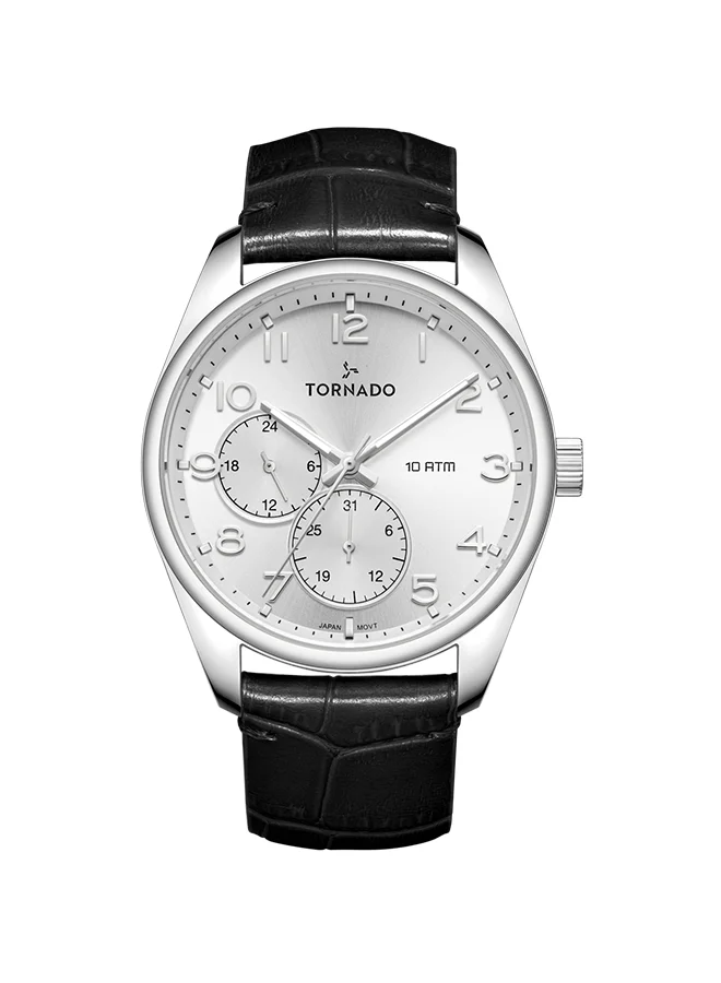TORNADO Men's Genuine Leather Multi Function Watch T25102-SLBW - 42.5 mm