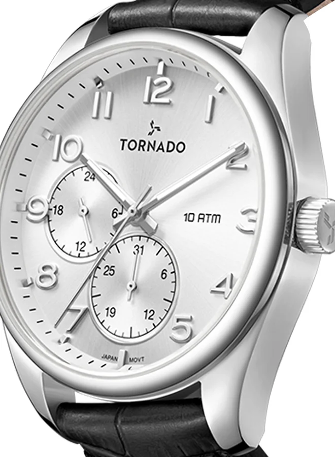 TORNADO white Men's Genuine Leather with crocodile pattern Multi Function Watch T25102-SLBW - 42mm mm for Men | Best Price UAE