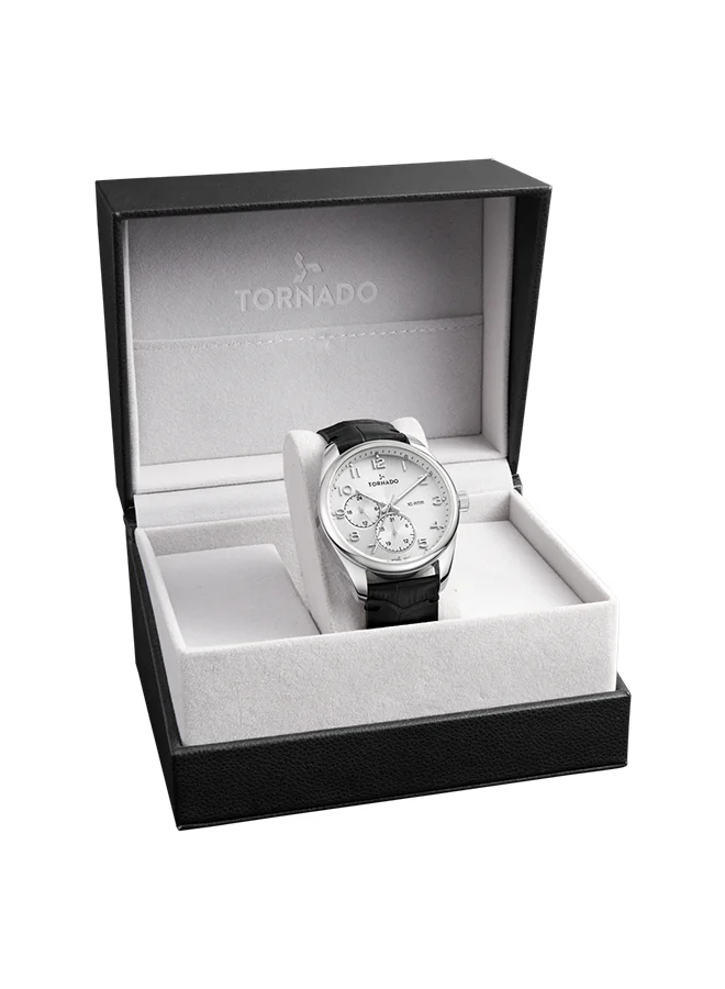 TORNADO white Men's Genuine Leather with crocodile pattern Multi Function Watch T25102-SLBW - 42mm mm for Men | Best Price UAE