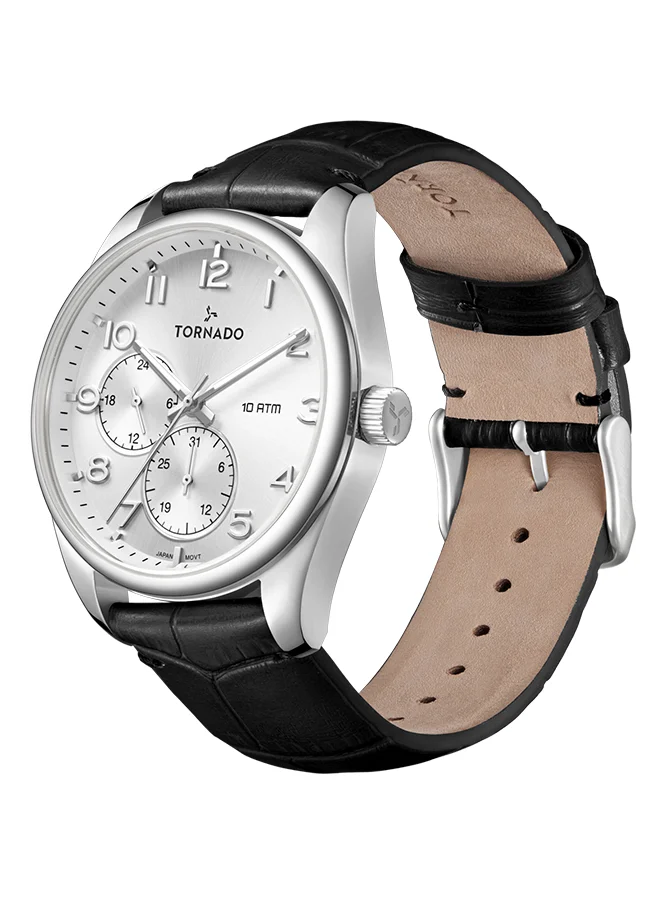 TORNADO Men's Genuine Leather Multi Function Watch T25102-SLBW - 42.5 mm
