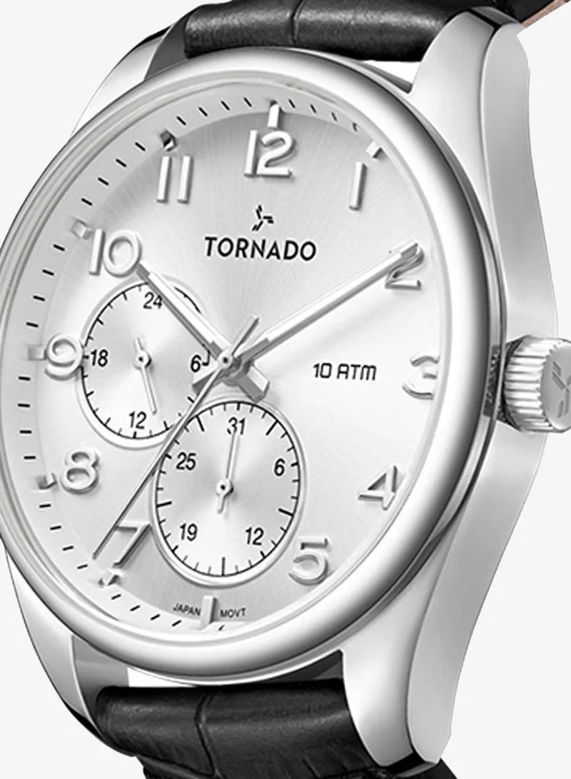 Tornado white Men's Genuine Leather with crocodile pattern Multi Function Watch T25102-SLBW - 42mm mm for Men | Best Price UAE