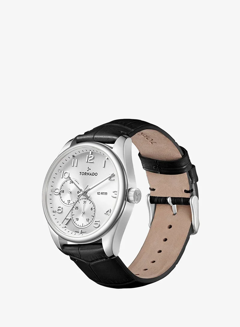 TORNADO Men's Genuine Leather with crocodile pattern Multi Function Watch T25102-SLBW - 42mm mm