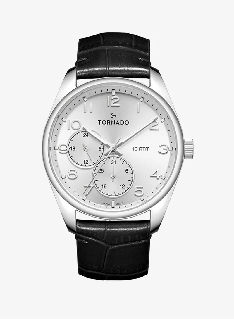 TORNADO Men's Genuine Leather with crocodile pattern Multi Function Watch T25102-SLBW - 42mm mm