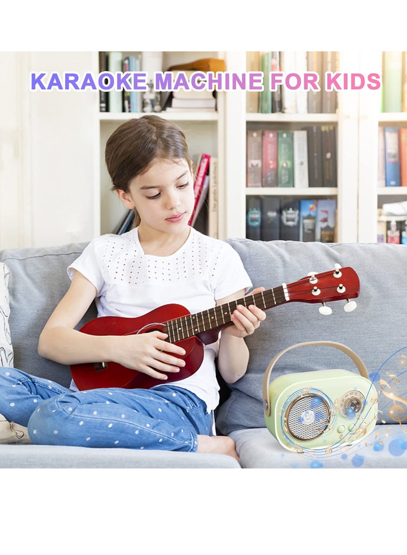 Mini Karaoke Machine with Wireless Microphone Set Portable Bluetooth Karaoke Speaker Retro Handheld Style Bluetooth Speaker for Kids and Adults for Family Party Singing Party Birthday Green - Image 5