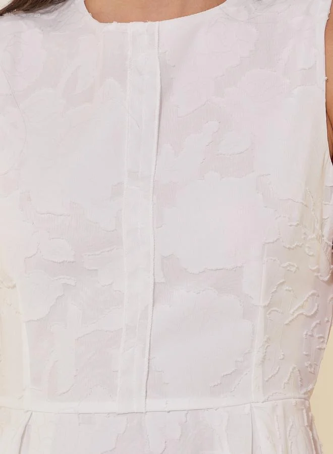 تايك تو Jacquard Sleeveless Pleated A-Line Maxi Dress
