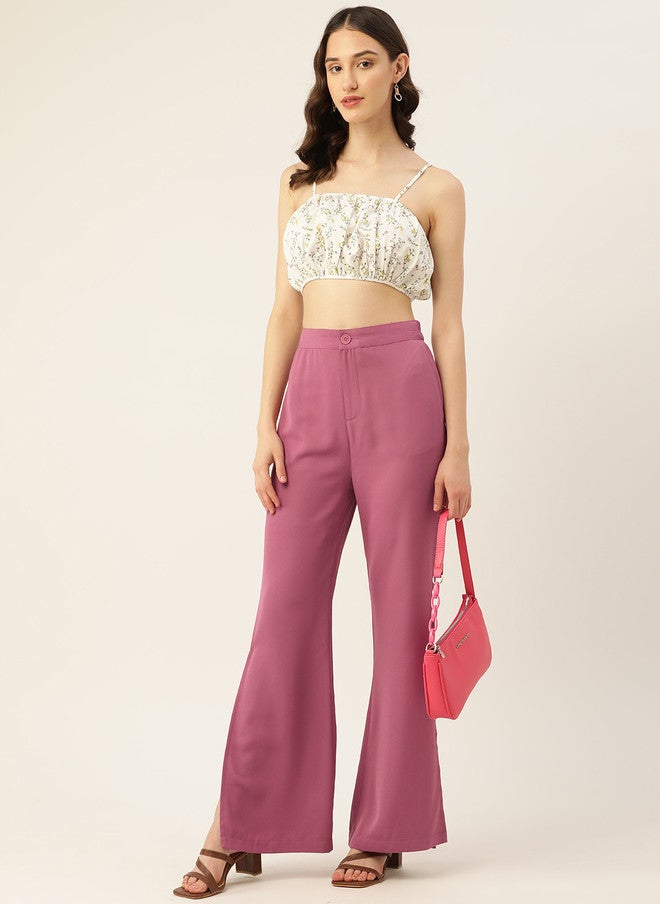 Rue Collection Pink Loose Fit High-Rise Trousers for Women - Image 4