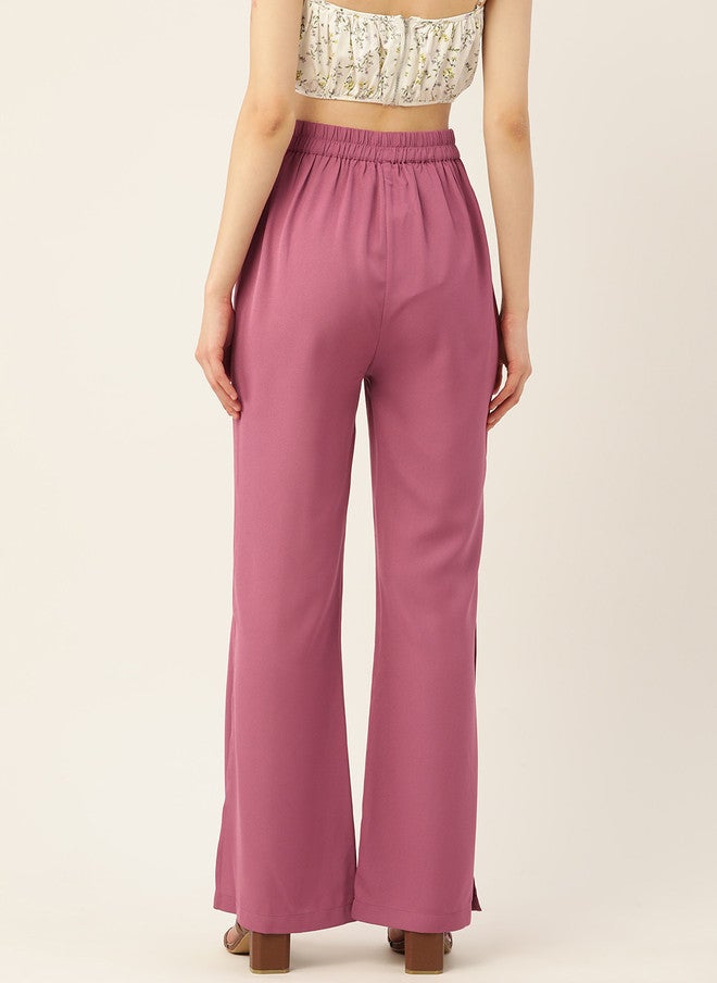 Rue Collection Pink Loose Fit High-Rise Trousers for Women - Image 3
