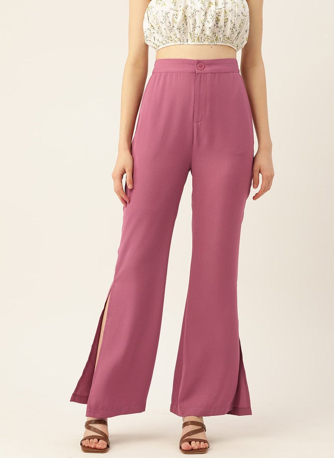Rue Collection Pink Loose Fit High-Rise Trousers for Women - Image 1