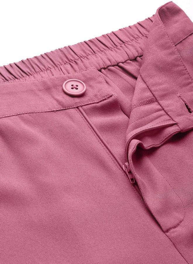 Rue Collection Pink Loose Fit High-Rise Trousers for Women - Image 5