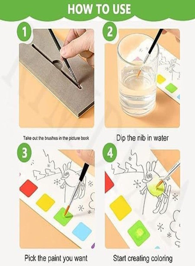 BRIGHTZONE Watercolor Painting Books for Beginners, Pocket 20 Pages Book with 1 Paint Brush, Hours of Painting Fun for Children,Sheet Cartoon Watercolor Paint Book Gift for Kids - Image 3