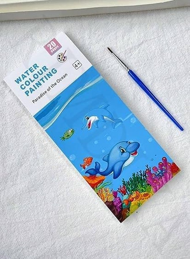 BRIGHTZONE Watercolor Painting Books for Beginners, Pocket 20 Pages Book with 1 Paint Brush, Hours of Painting Fun for Children,Sheet Cartoon Watercolor Paint Book Gift for Kids - Image 1