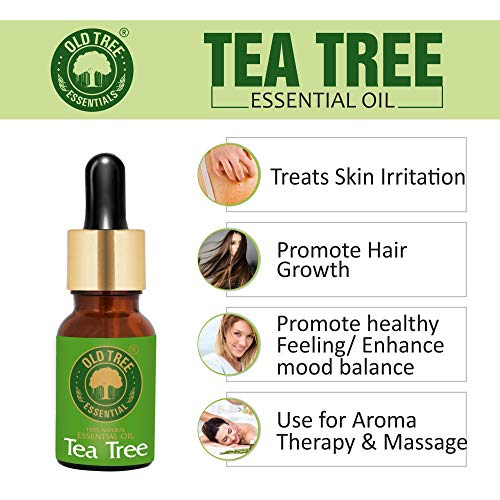 Old Tree Pure & Natural Tea Tree Essential Oil (15ml) - for Skin, Diffusers, Hair, Body, Acne, Nail care - Undiluted Essential Oil with Dropper for Aroma Therapy and Stress Relief - Image 4