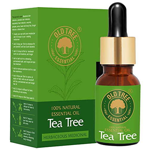 Old Tree Pure & Natural Tea Tree Essential Oil (15ml) - for Skin, Diffusers, Hair, Body, Acne, Nail care - Undiluted Essential Oil with Dropper for Aroma Therapy and Stress Relief - Image 1