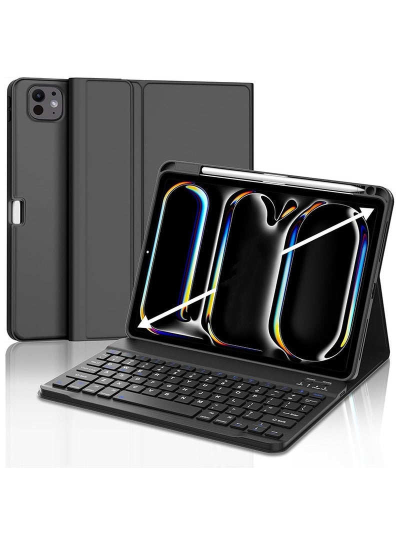 general iPad Pro 11 inch M4 Case with Keyboard 2024, Magnetic Detachable Wireless Keyboard Case for iPad Pro 11, Smart Folio Cover with Pencil Holder Support Pencil Charging, Auto Sleep/Wake - Image 1