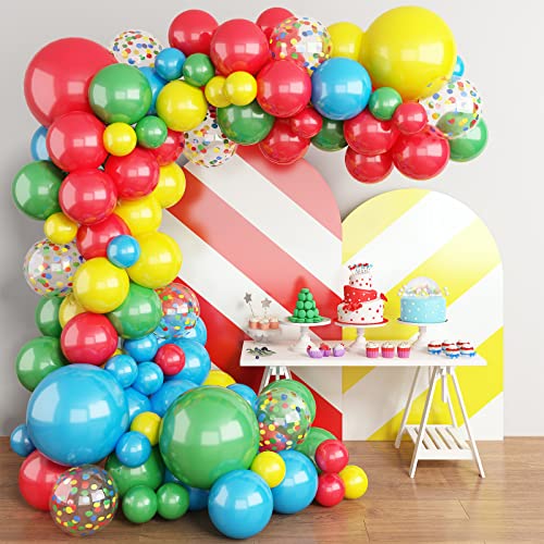 Lazybeee Rainbow Balloon Garland Arch Kit | 97 Pcs Red Yellow Blue Green Confetti Latex Balloons for Wedding Birthday Graduation Anniversary Bachelorette Party Background Decorations - Image 1
