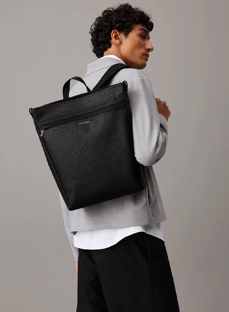 CALVIN KLEIN Black Caviar Square Zip Top Backpack for Men | Best Price UAE